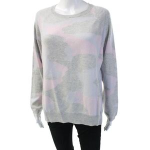 Jumper Unisex Gray 100% Cashmere Camouflage Crew Neck Pullover Sweater Size 3